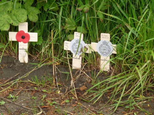 13 Crosses of remembrance for the fallen